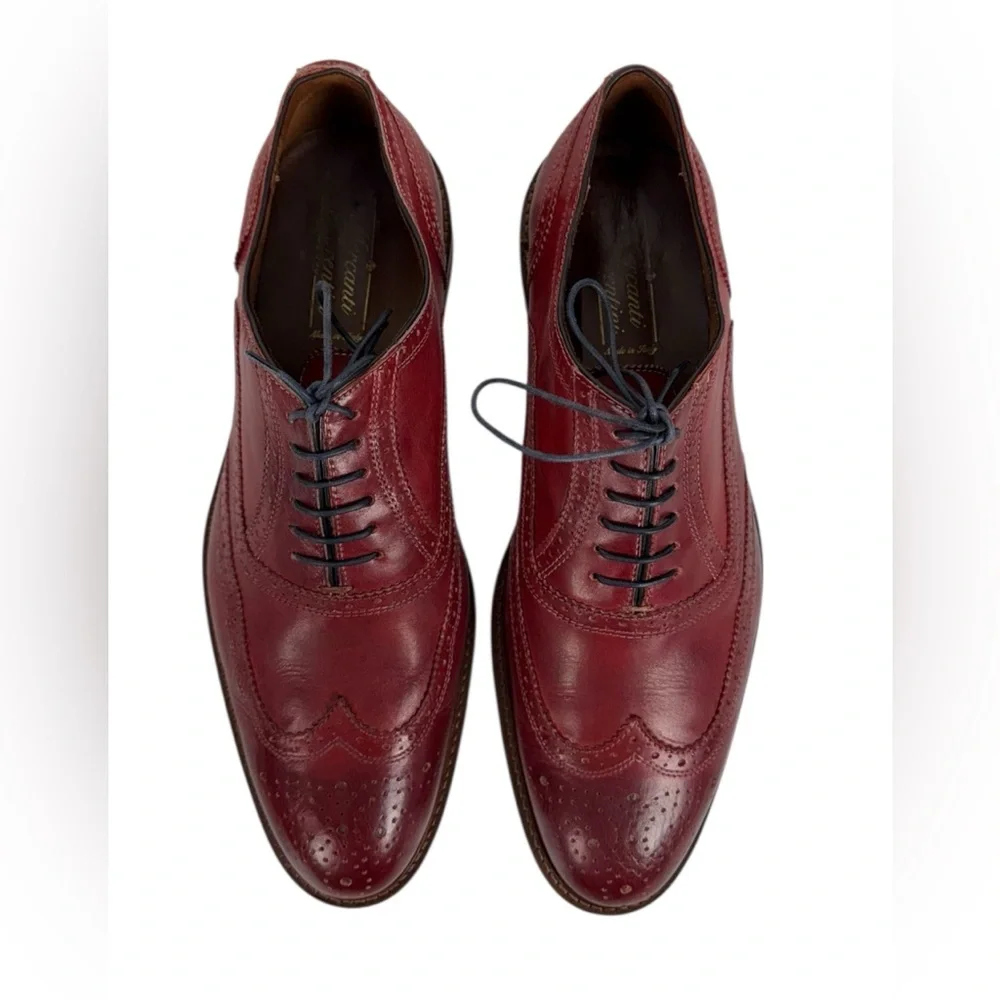 Mercanti Fiorentini Red Leather Wing Tip Oxford Mens Shoes US 11 M Casual
